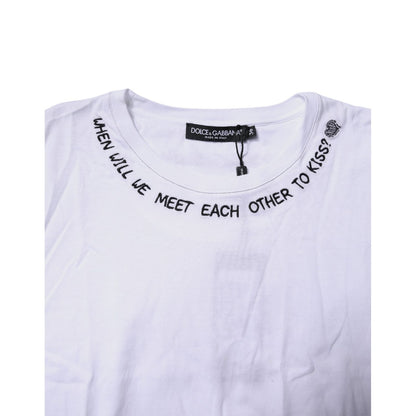 Dolce & Gabbana White Cotton Sleeveless Printed Tank T-shirt