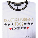 Dolce & Gabbana White Printed Round Neck Top Cotton T-shirt TSH87361-36