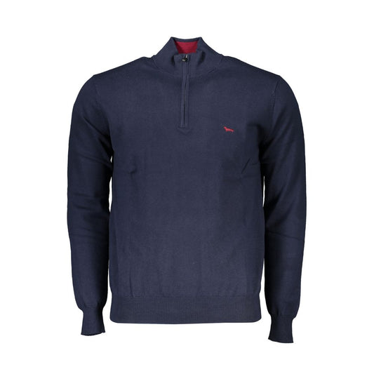 Harmont & Blaine Chic Half-Zip Blue Sweater with Embroidery Detail HA-23571-L