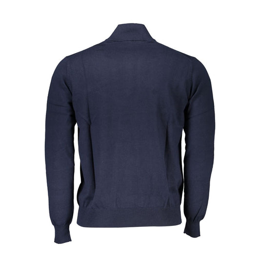 Harmont & Blaine Chic Half-Zip Blue Sweater with Embroidery Detail HA-23571-L