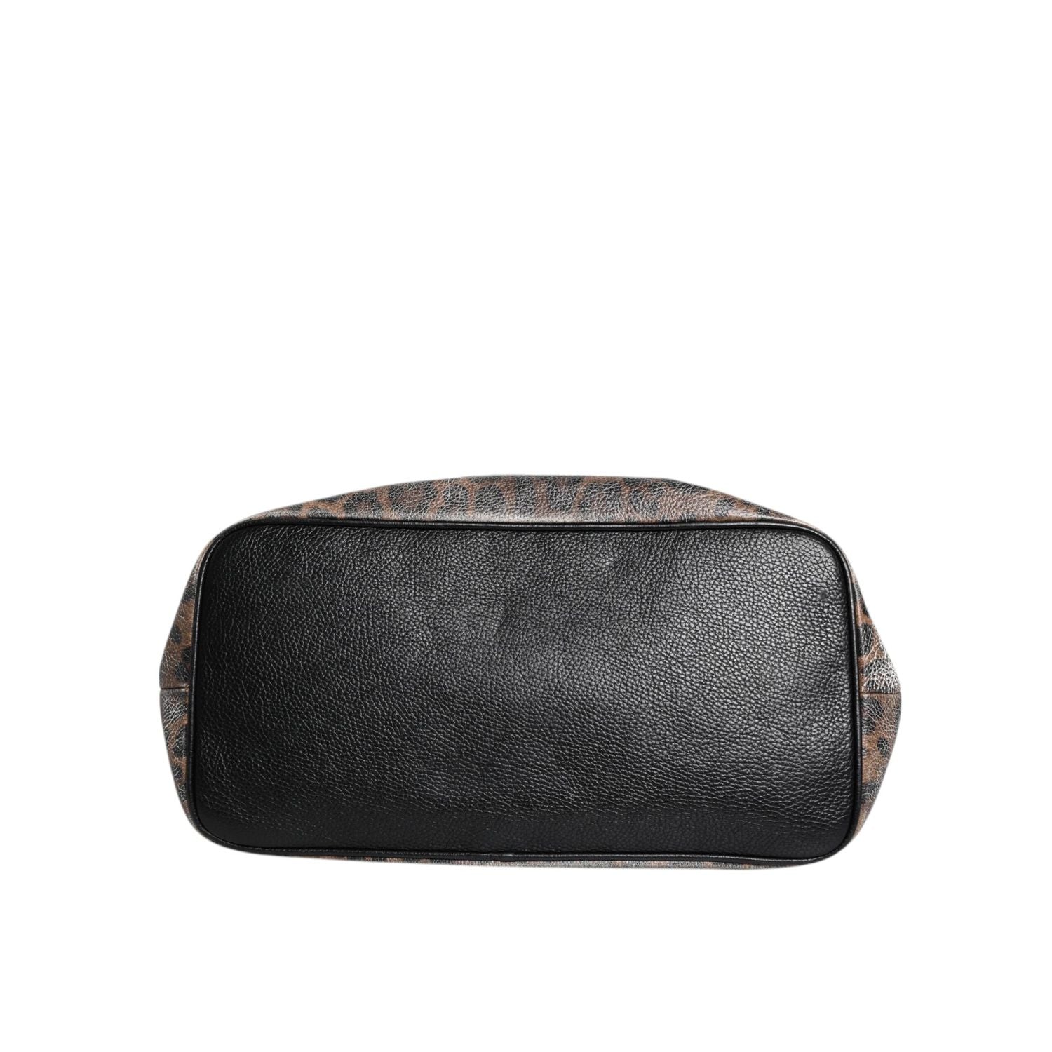 Dolce & Gabbana Brown Leopard BEATRICE Leather Logo Plaque Tote Bag