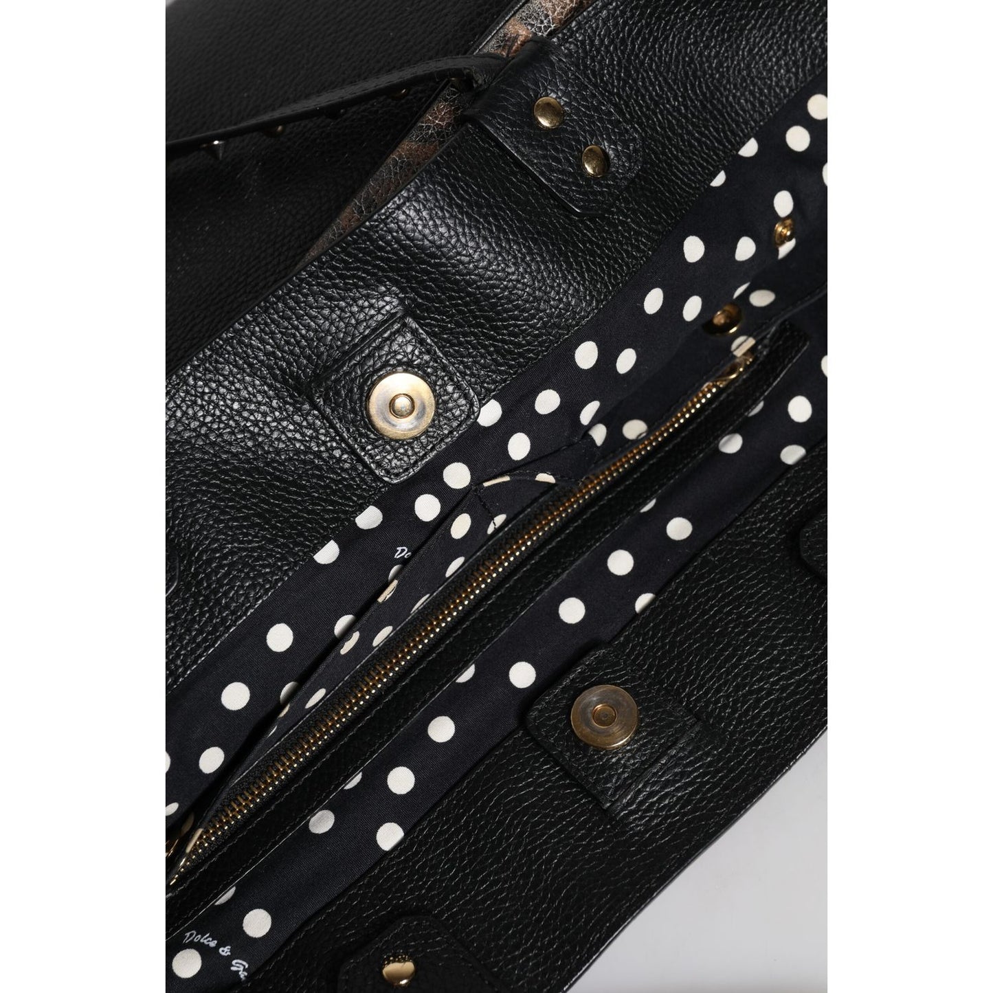 Dolce & Gabbana Brown Leopard BEATRICE Leather Logo Plaque Tote Bag