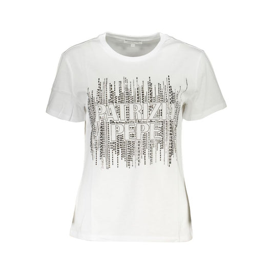 Patrizia Pepe Elegant Short Sleeve Crew Neck Tee with Logo PA-26481-XS