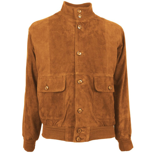 Emilio Romanelli Brown Calfskin Men Bomber Jacket