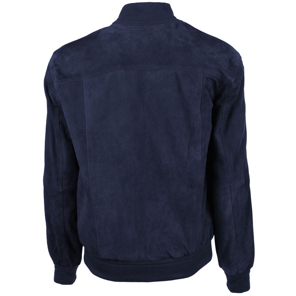 Emilio Romanelli Blue Calfskin Jacket EM-15264-IT54 | XXL