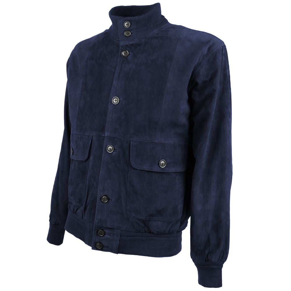 Emilio Romanelli Blue Calfskin Jacket EM-15264-IT54 | XXL