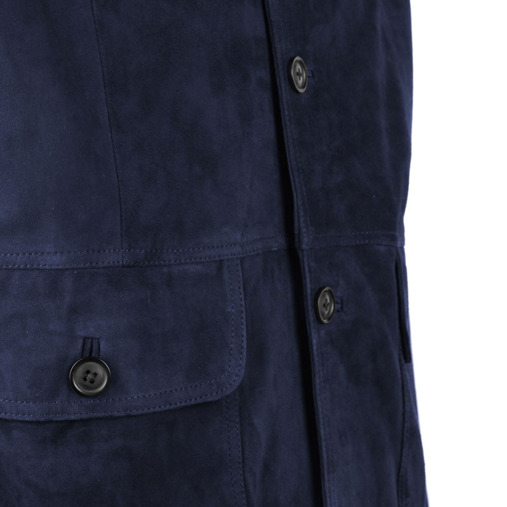 Emilio Romanelli Blue Calfskin Jacket EM-15264-IT54 | XXL