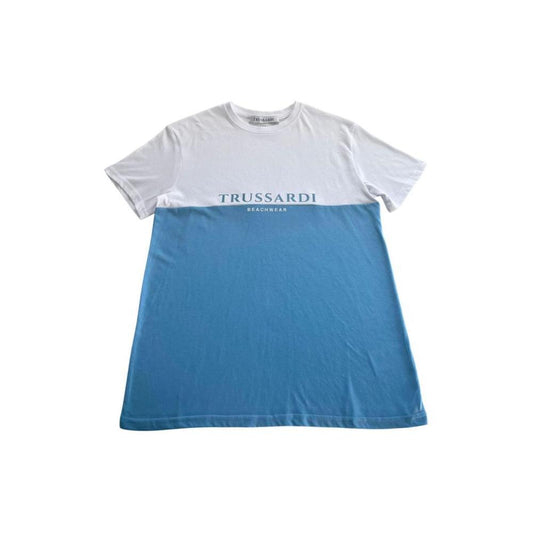 Trussardi Beachwear Light Blue Cotton Men T-Shirt TR-24802-M