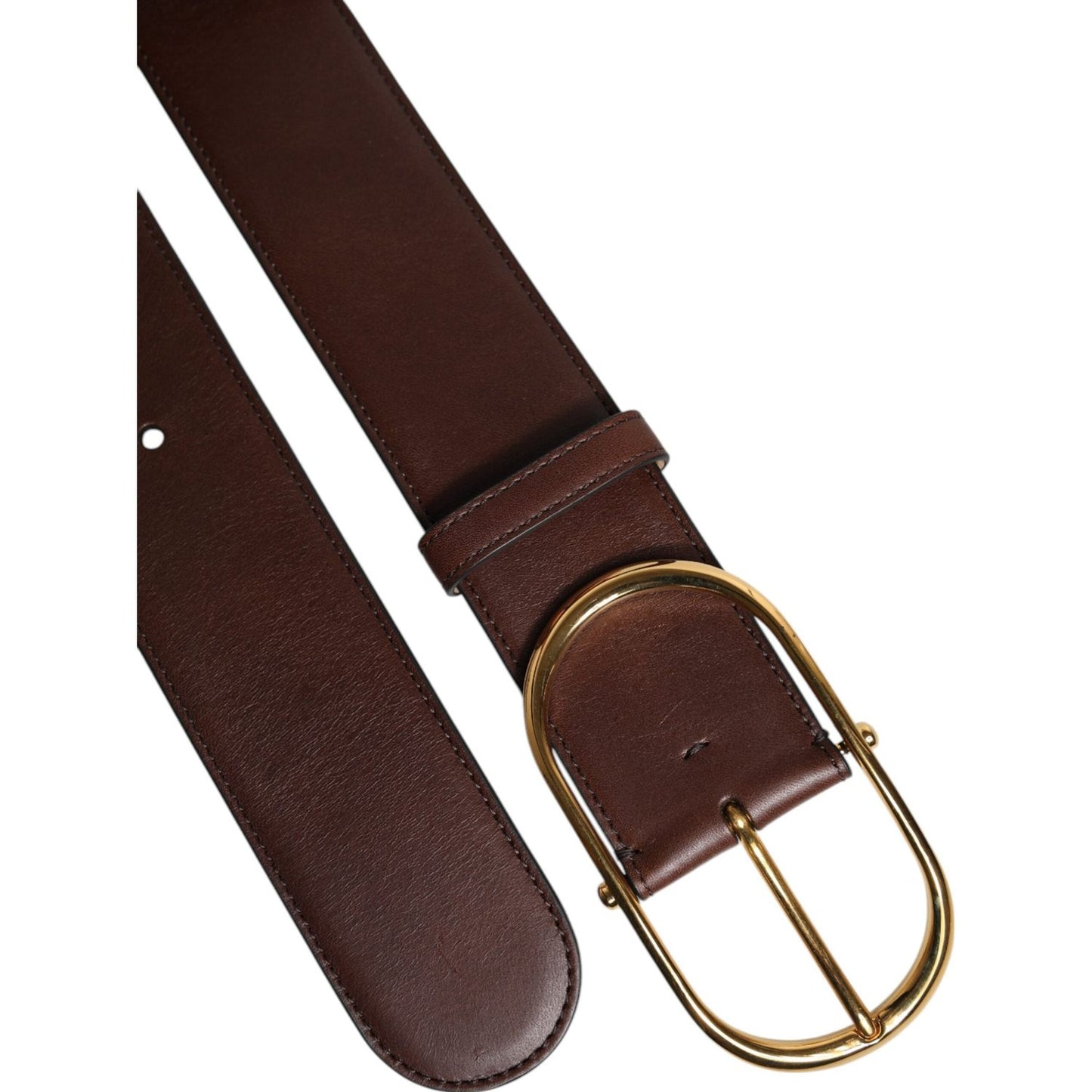 Dolce & Gabbana Brown Logo Engraved Metal Waist Buckle Belt