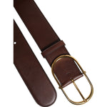 Dolce & Gabbana Brown Logo Engraved Metal Waist Buckle Belt