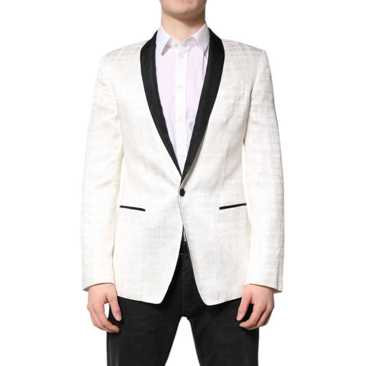 Dolce & Gabbana White Black Single Breasted Coat Blazer Suit JKT41306-48