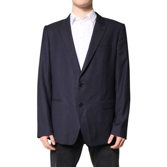 Dolce & Gabbana Black Wool Single Breasted Coat Blazer Suit JKT41307-58