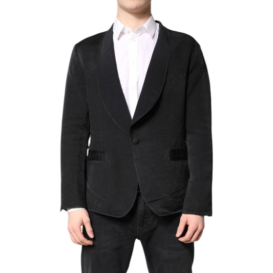 Dolce & Gabbana Black Silk Single Breasted Coat Blazer Suit JKT41308-54