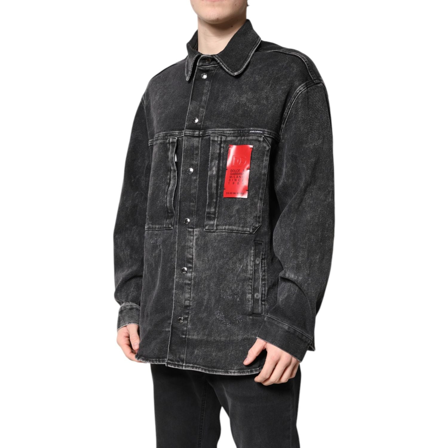 Dolce & Gabbana Black Logo Cotton Stretch Denim Jacket