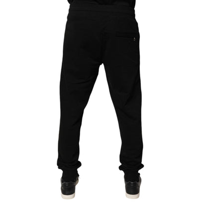 Dolce & Gabbana Black Cotton Mid Waist Jogger Sweatpants Pants