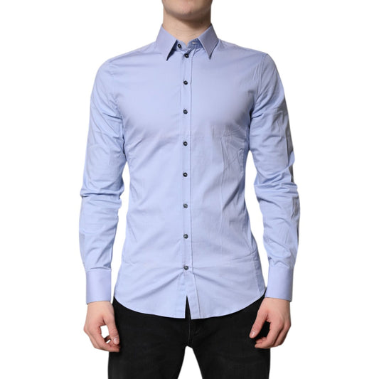 Dolce & Gabbana Light Blue Cotton SICILIA Dress Formal Shirt TSH878497-39