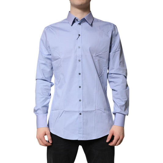 Dolce & Gabbana Light Blue Cotton SICILIA Dress Formal Shirt TSH878498-42