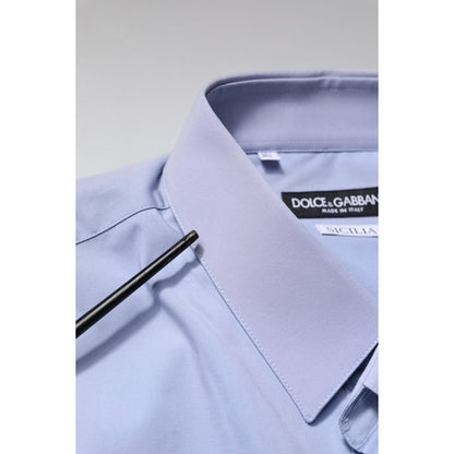 Dolce & Gabbana Light Blue Cotton SICILIA Dress Formal Shirt