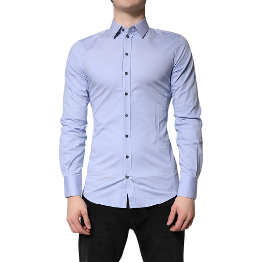 Dolce & Gabbana Light Blue Cotton SICILIA Dress Formal Shirt TSH878499-38
