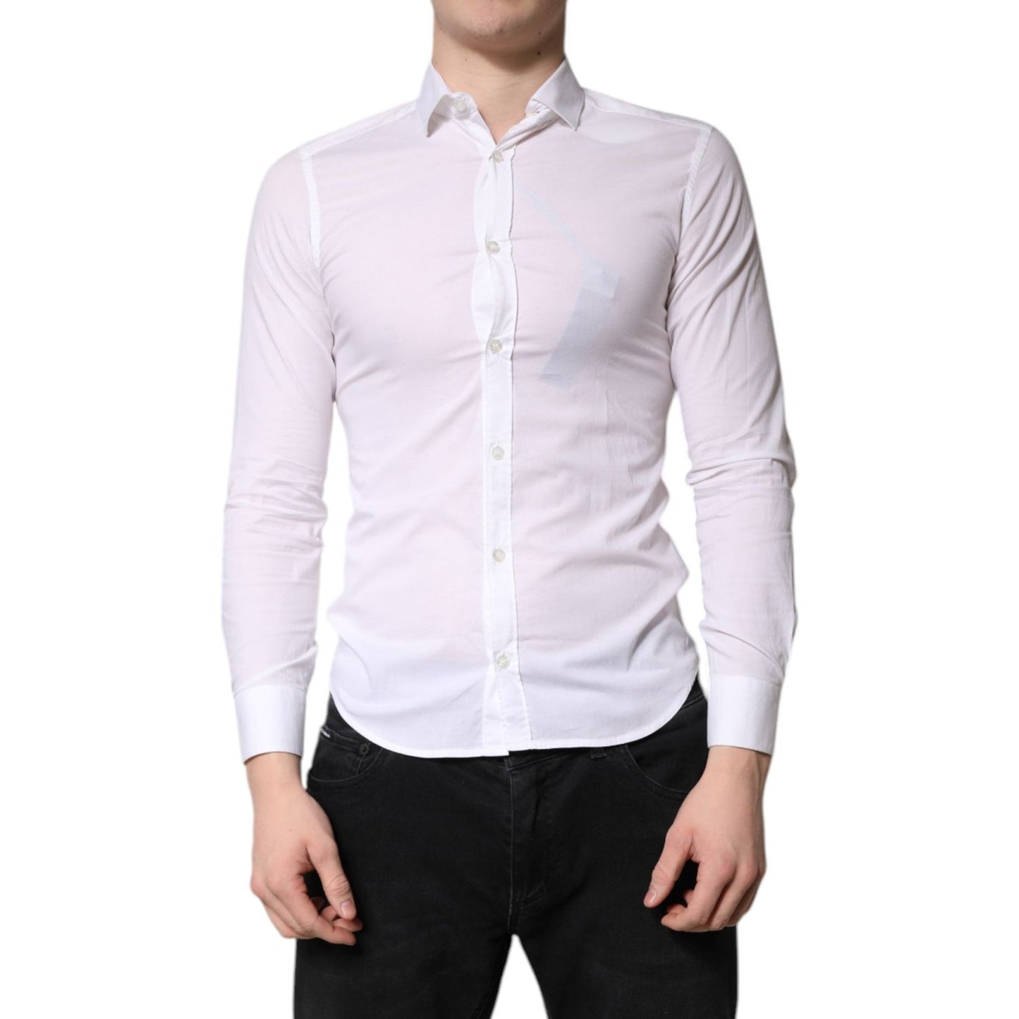 Daniele Alessandrini White Cotton Dress Formal Shirt TSH878537-38