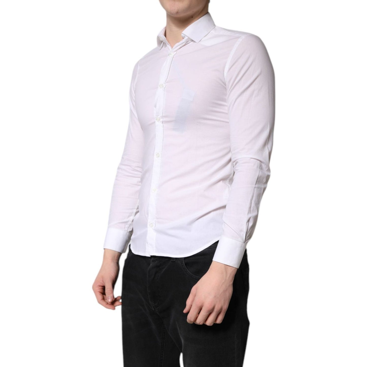 Daniele Alessandrini White Cotton Dress Formal Shirt TSH878537-38