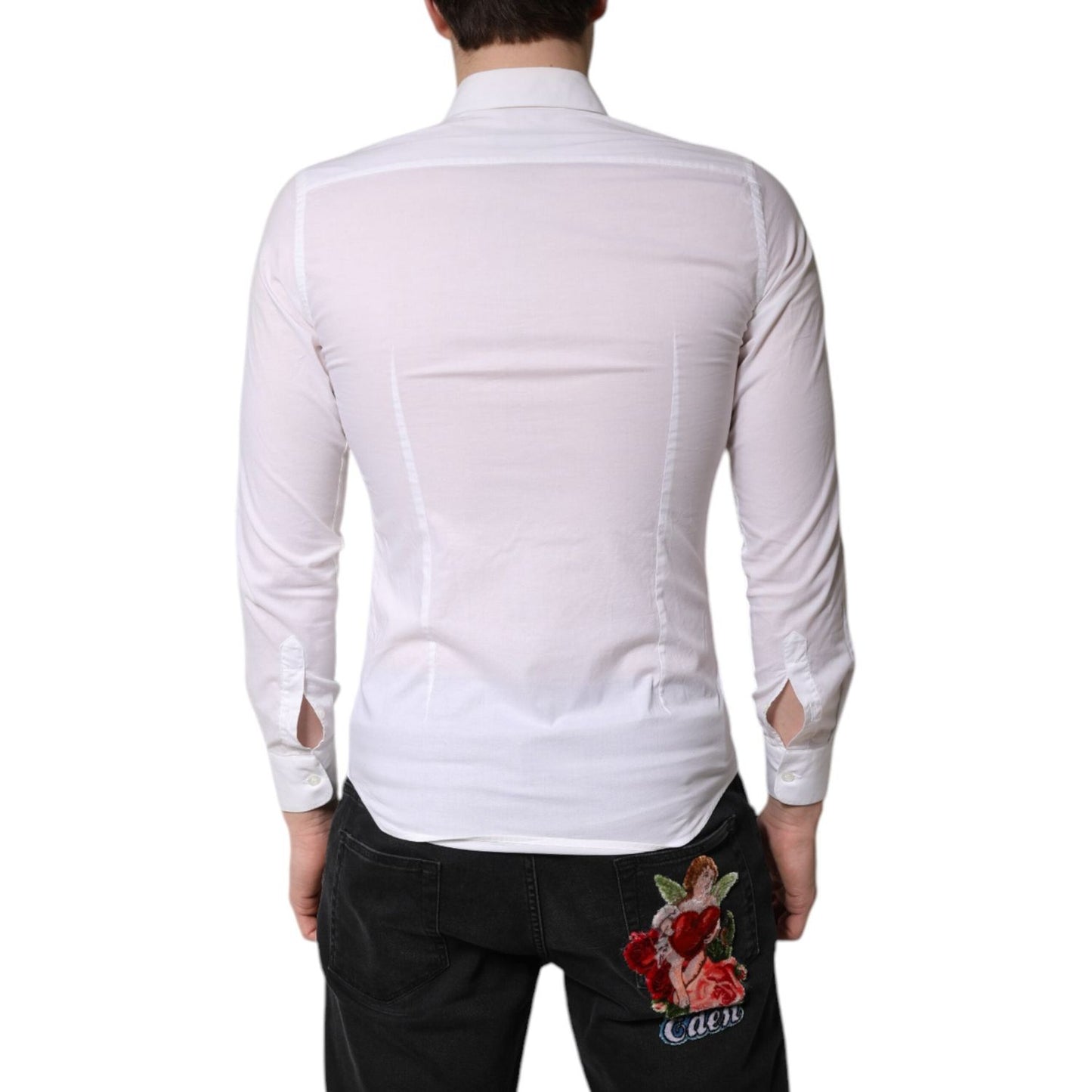 Daniele Alessandrini White Cotton Dress Formal Shirt TSH878537-38