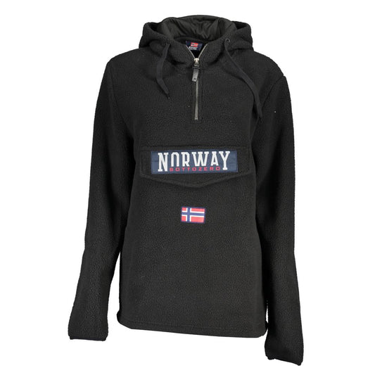 Norway 1963 Elegant Black Half Zip Hooded Sweatshirt NO-25561-XL