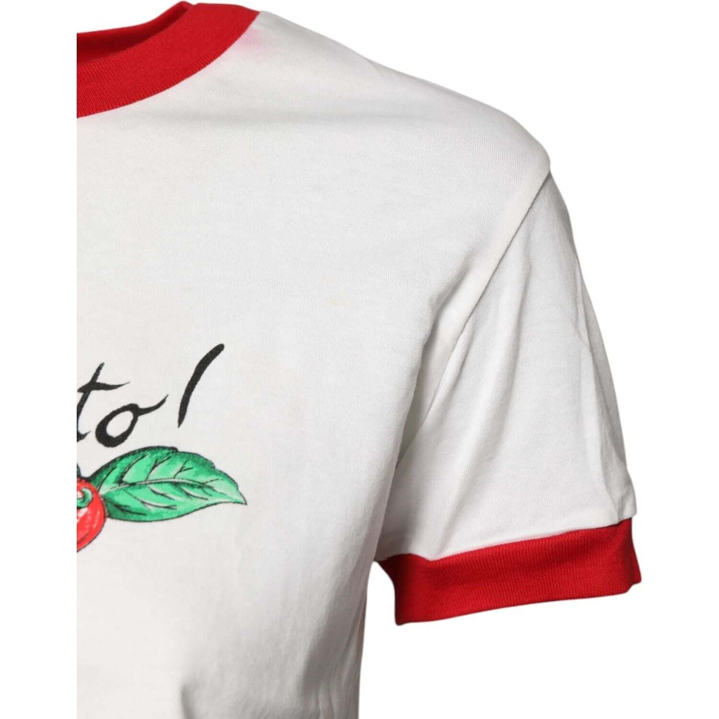 Dolce & Gabbana White Printed Round Neck Cropped Top T-shirt TSH878636-38