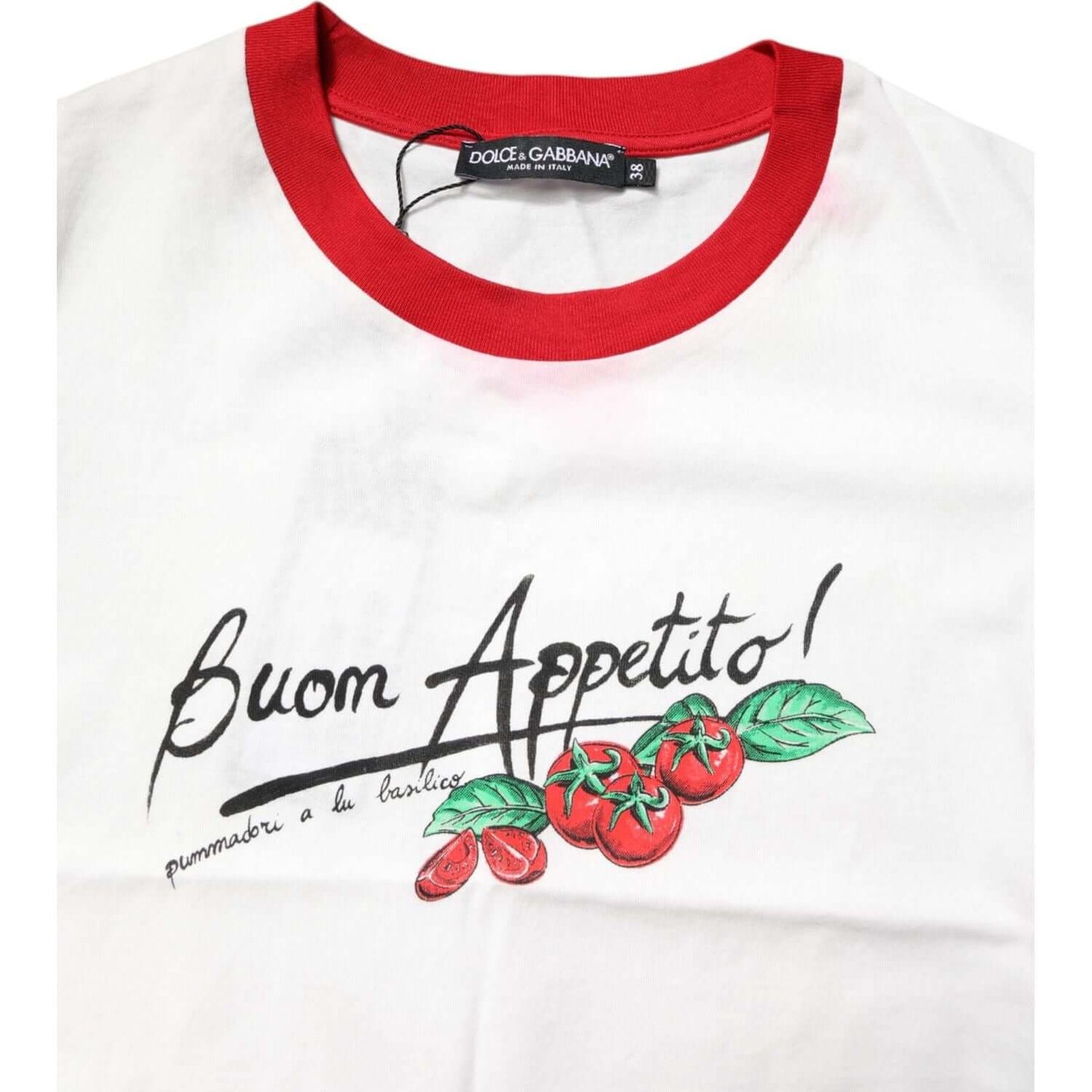 Dolce & Gabbana White Printed Round Neck Cropped Top T-shirt TSH878636-38
