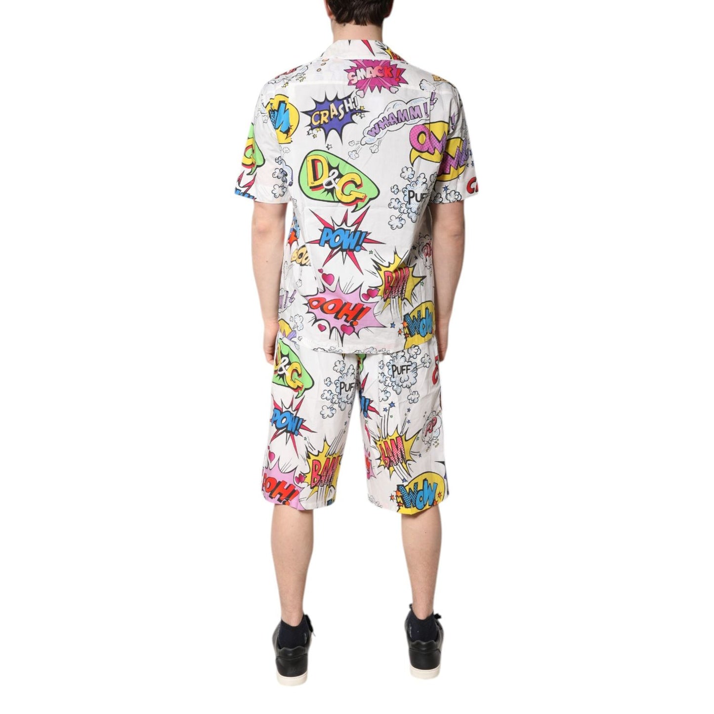Dolce & Gabbana White Cartoon Print Cotton Men Pajama Set Sleepwear KOS2281-37
