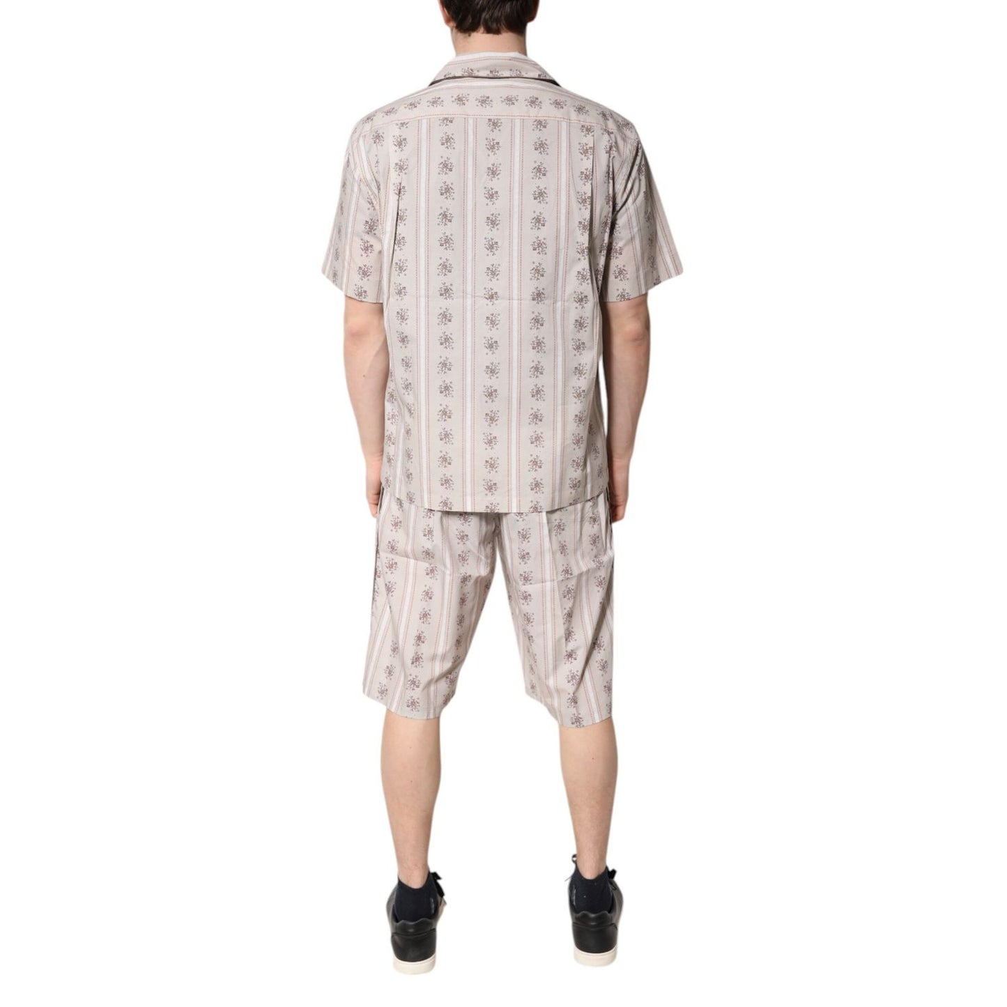 Dolce & Gabbana Beige Floral Print Cotton Men Pajama Set Sleepwear