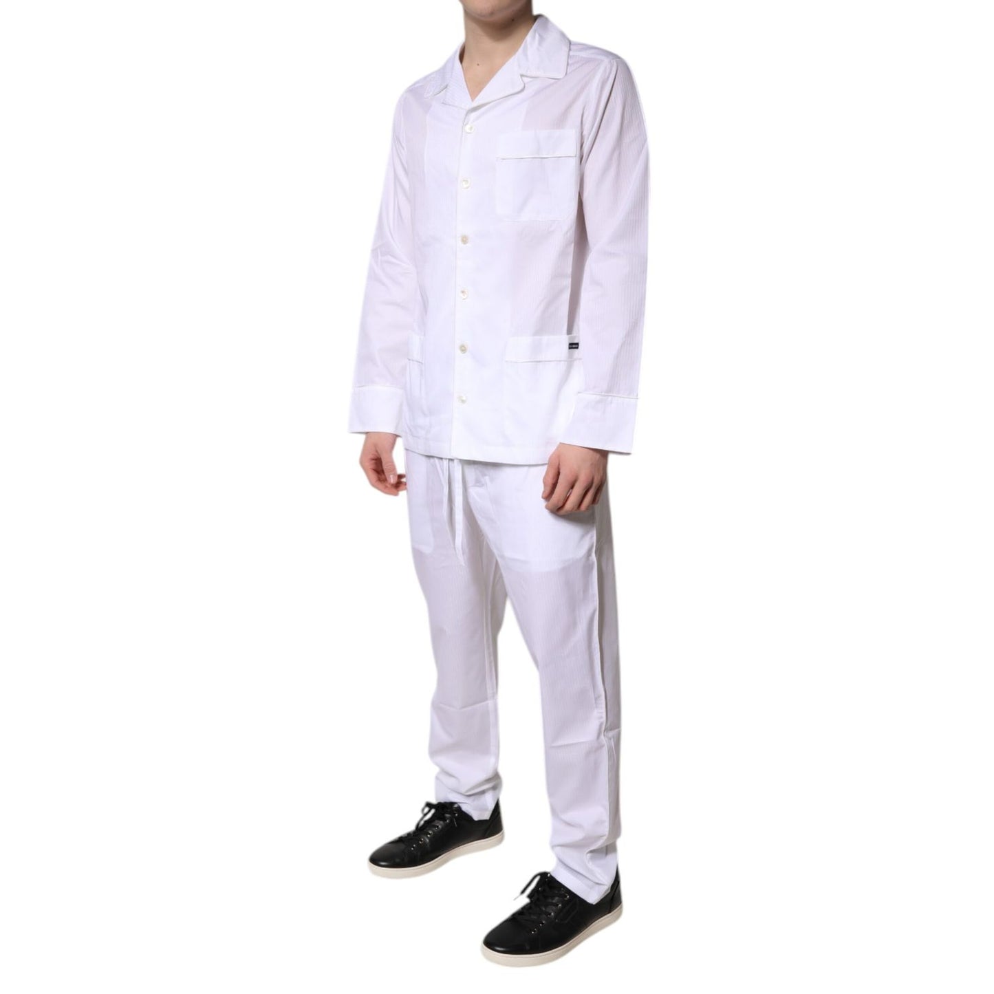 Dolce & Gabbana White Cotton Shirt Pants Pajama Set Sleepwear