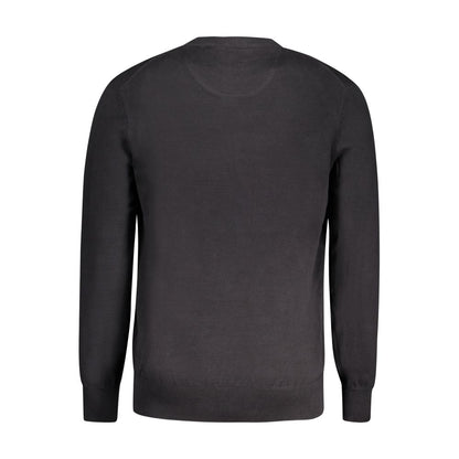 Back view of Timberland Black Cotton Men Sweater made from 100% organic cotton, featuring eco-conscious design and sleek style.