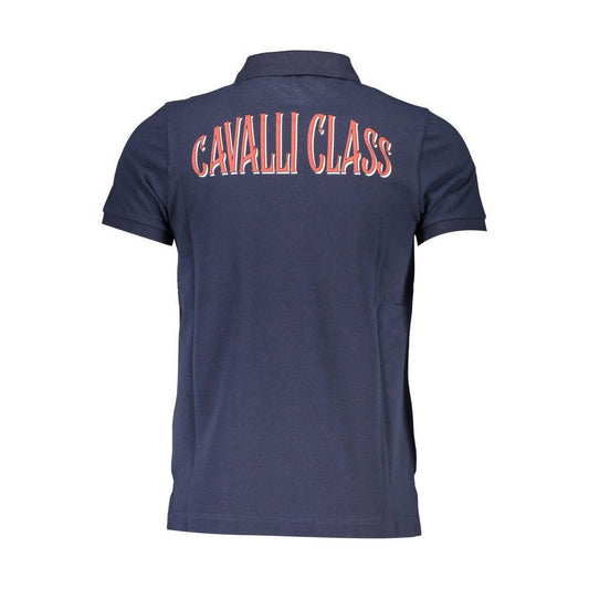 Cavalli Class Blue Cotton Men Polo Shirt CA-21294-M