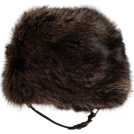 Dolce & Gabbana Brown Fur Women Bucket Hat