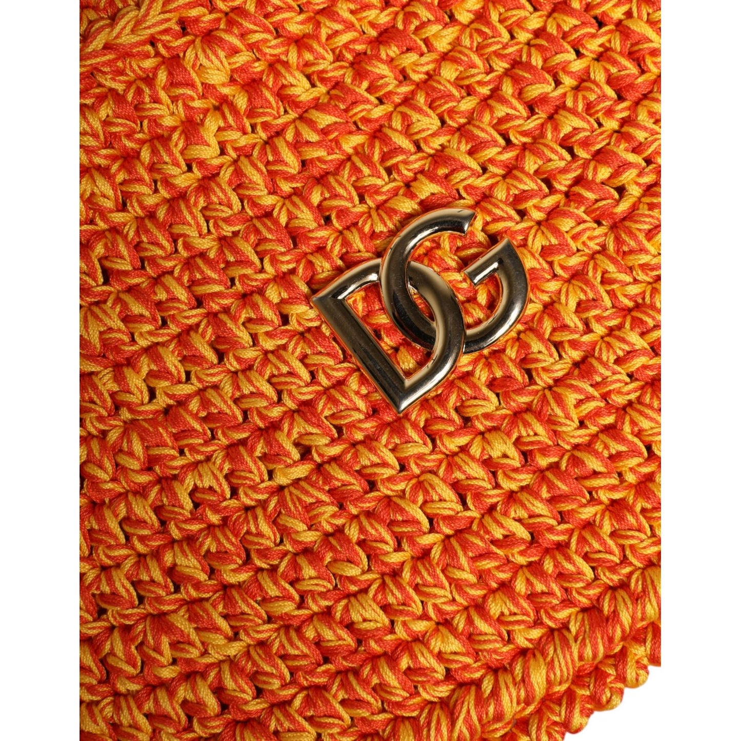 Dolce & Gabbana Orange Cotton Crochet DG Logo Bucket Hat