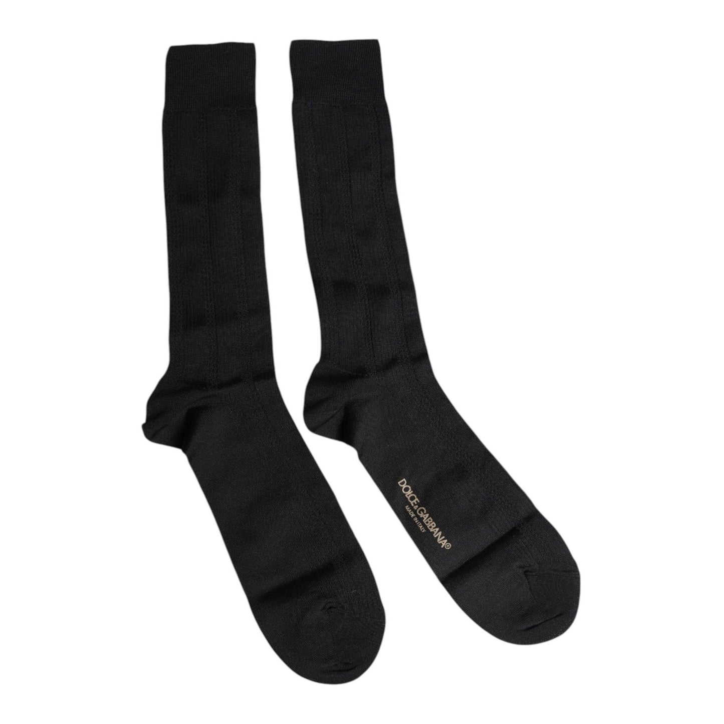 Dolce & Gabbana Black Stretch Logo Mid Calf Men Socks