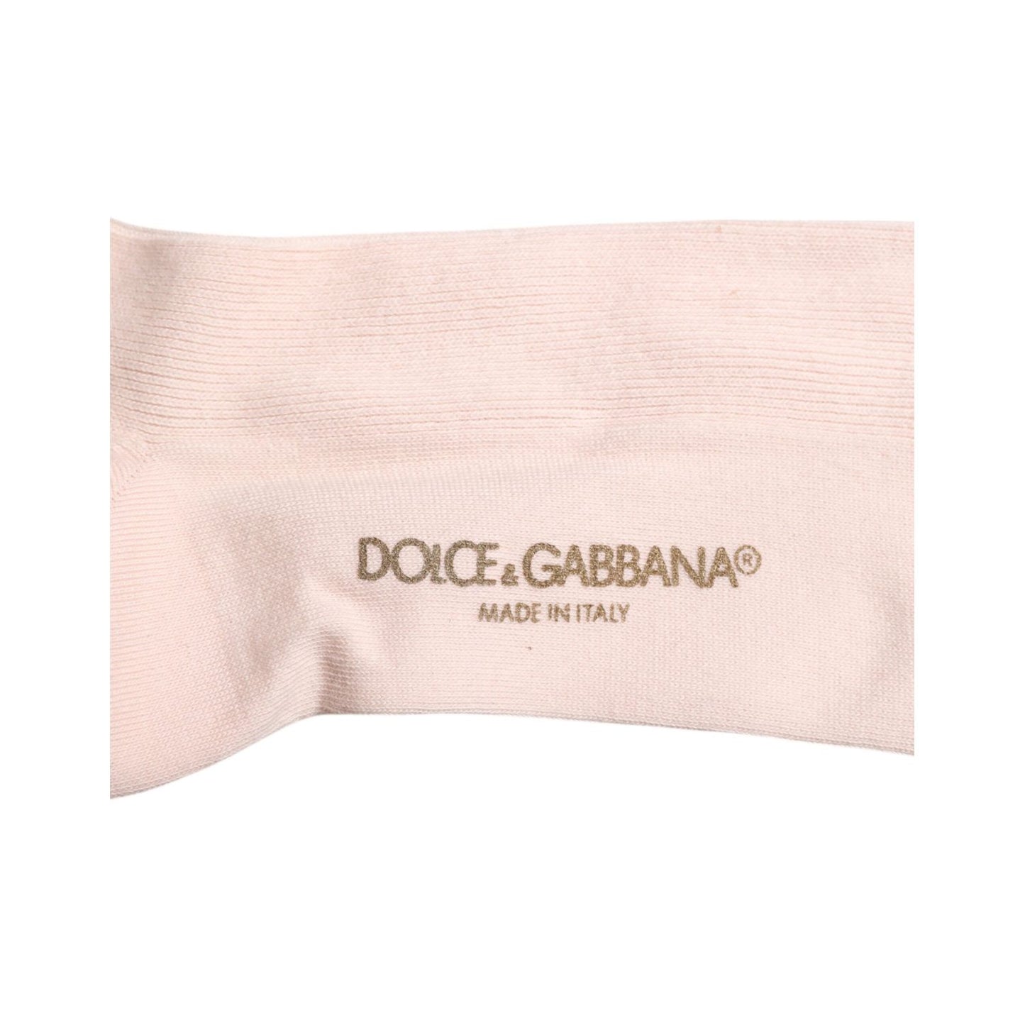 Dolce & Gabbana Ivory Cotton Stretch Logo Over Calf Socks
