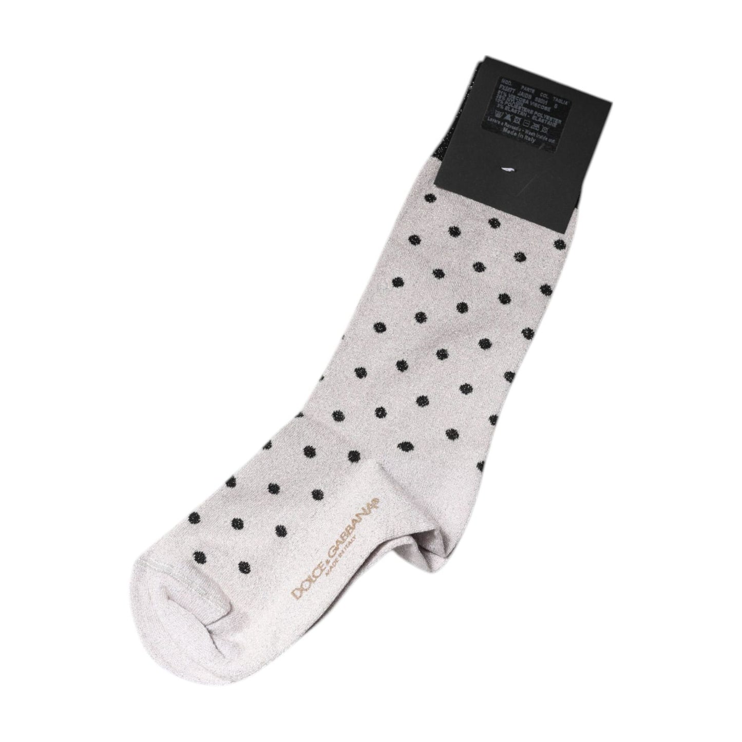 Dolce & Gabbana Gray Viscose Stretch Dotted Socks