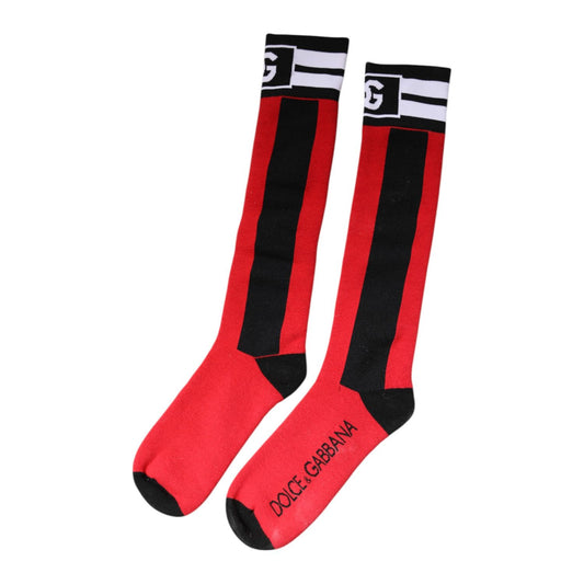 Dolce & Gabbana Red Cotton Stretch Printed Socks