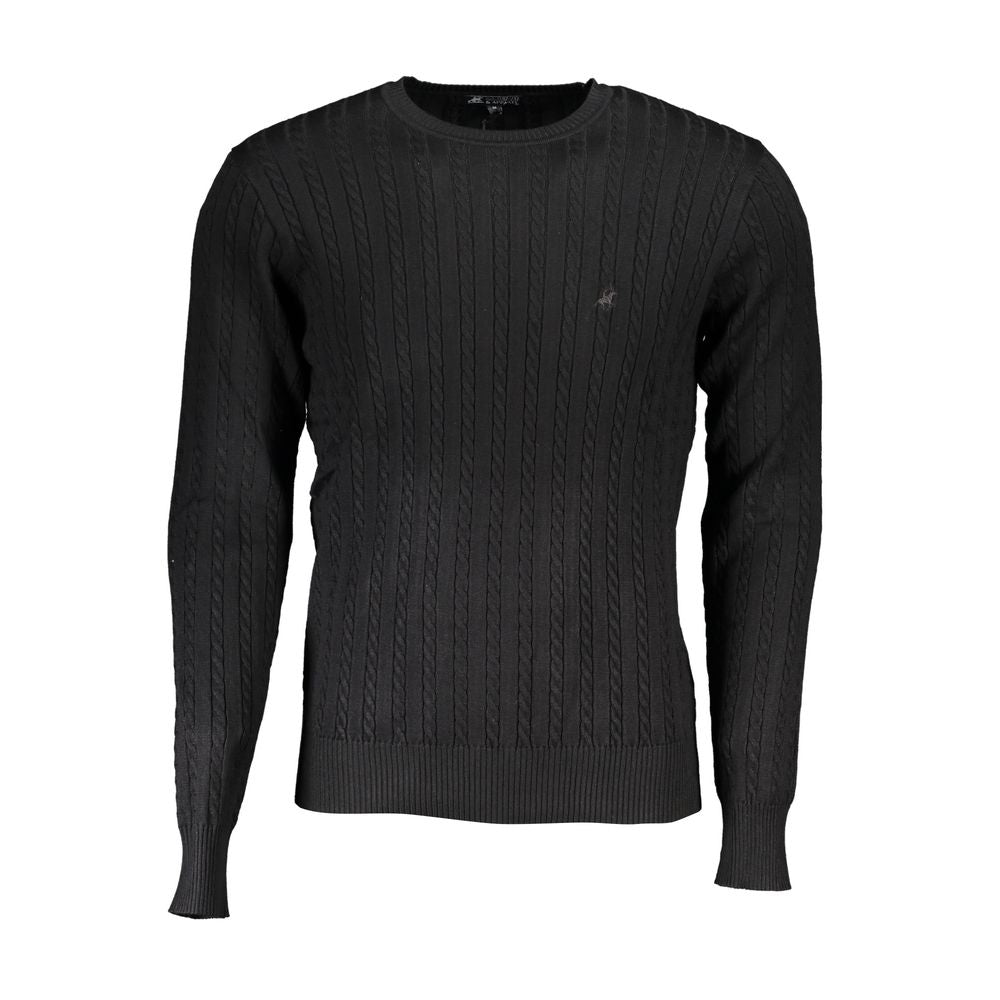 U.S. Grand Polo Elegant Crew Neck Contrast Sweater U.S. Grand Polo Dark Slate Gray