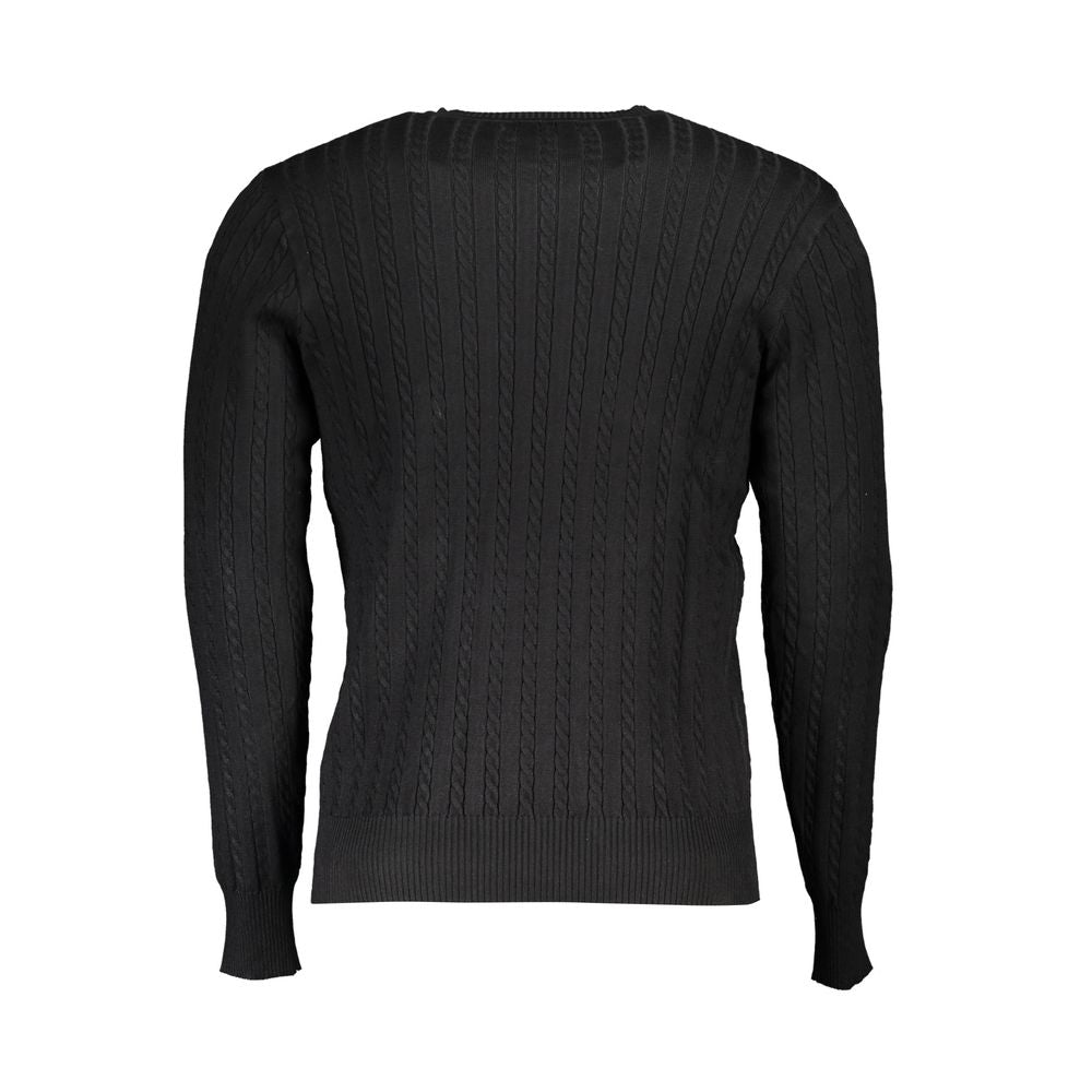 U.S. Grand Polo Elegant Crew Neck Contrast Sweater U.S. Grand Polo Dark Slate Gray