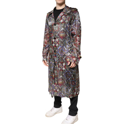 Dolce & Gabbana Multicolor Royal Bee Crown Trench Coat Jacket
