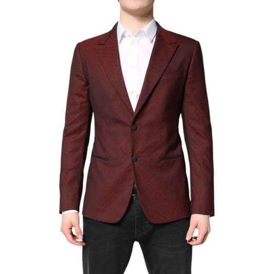 Dolce & Gabbana Maroon Wool Slim Fit Men Coat Jacket Blazer JKT4115-48