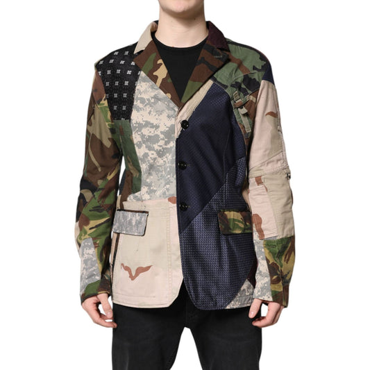Dolce & Gabbana Multicolor Camouflage Patchwork Coat Blazer JKT4125-48