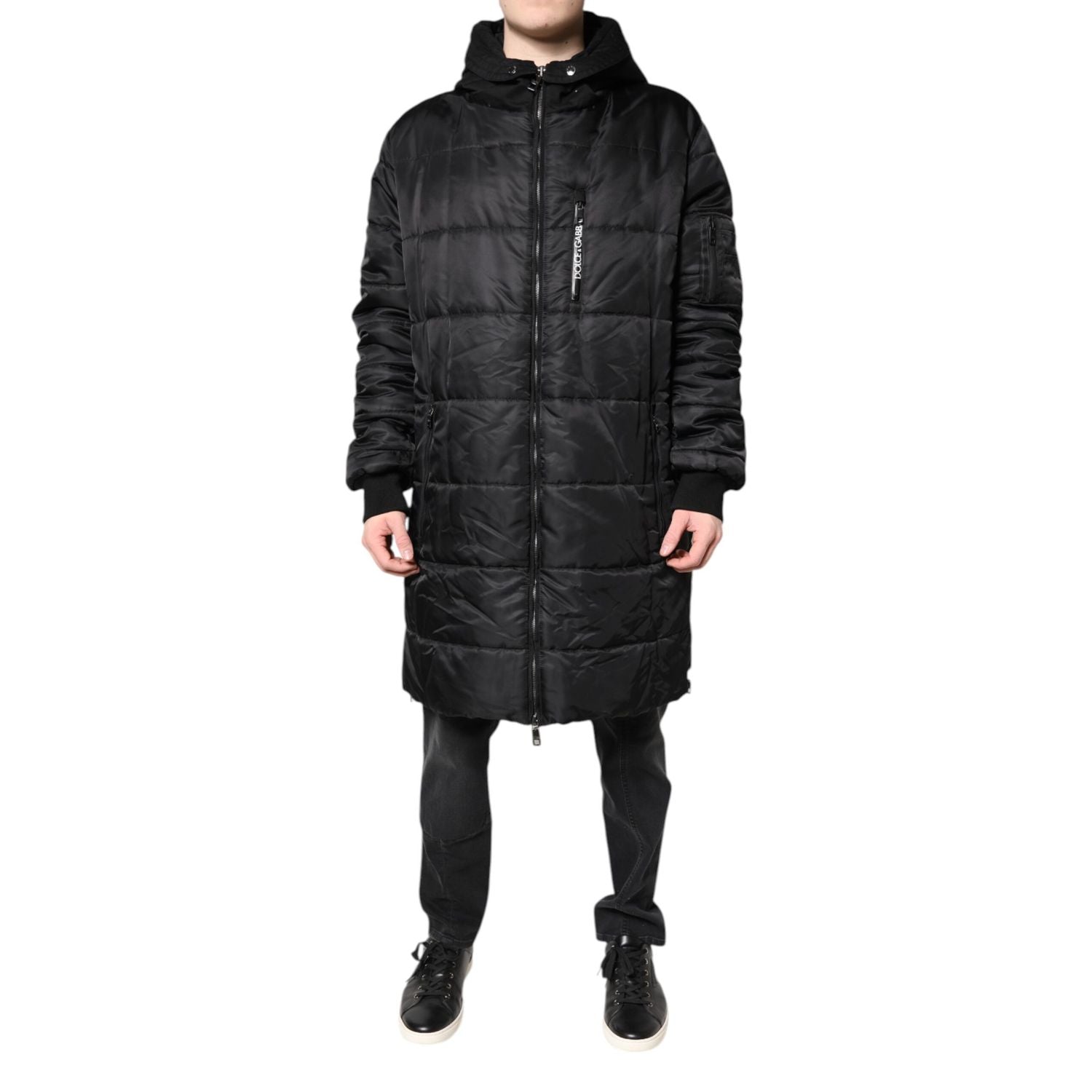 Dolce & Gabbana Black Hooded Parka Coat Winter Jacket