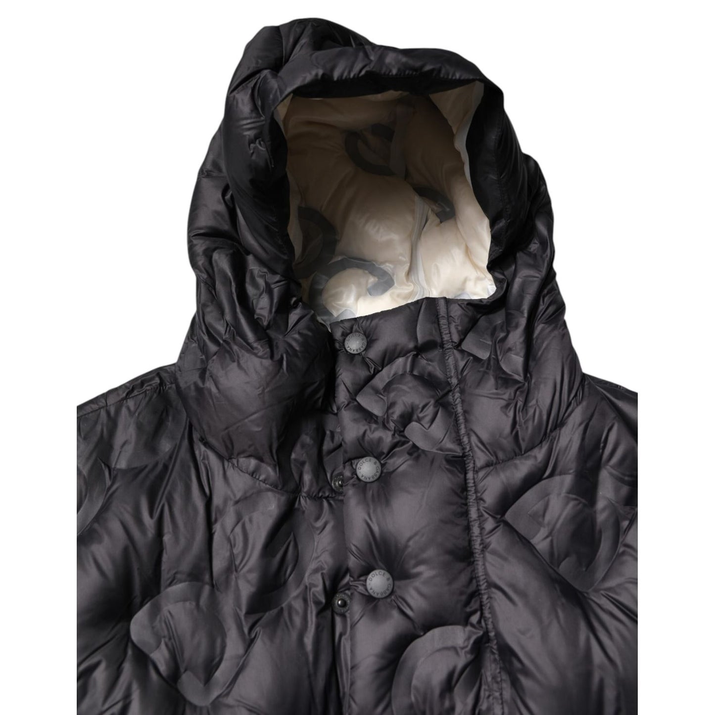 Dolce & Gabbana Black Hooded Parka Coat Winter Jacket