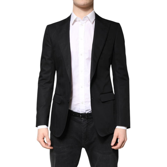 Dolce & Gabbana Black Cotton Single Breasted Men Coat Blazer JKT41380-46