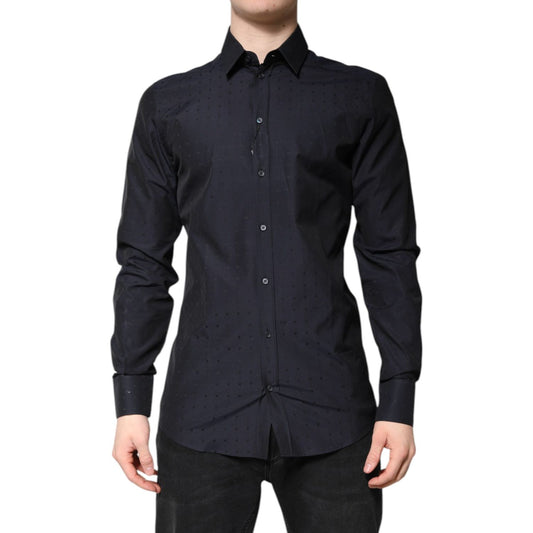 Dolce & Gabbana Black Cotton GOLD Men Dress Formal Shirt TSH86347-40