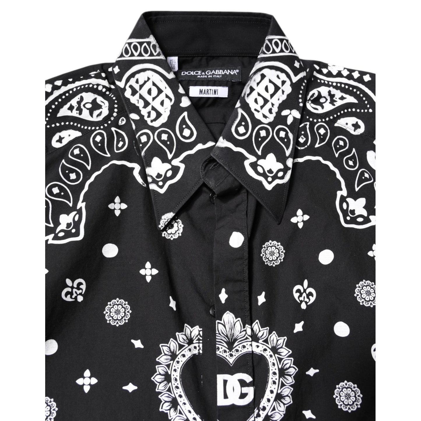 Dolce & Gabbana Black White Bandana MARTINI Casual Shirt TSH86359-40